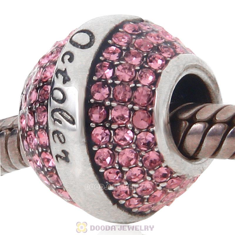925 Sterling Silver October Birthstone Round Bead