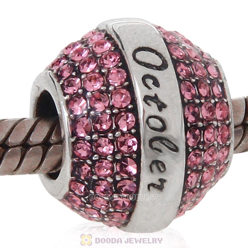 925 Sterling Silver October Birthstone Round Bead