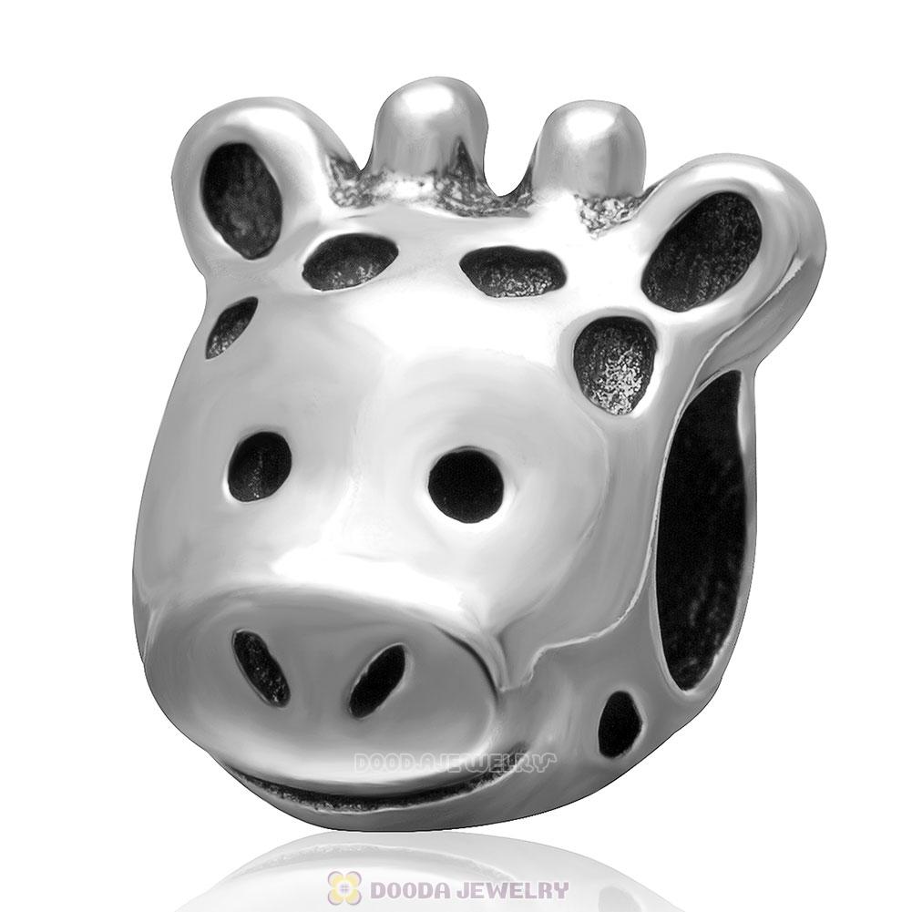 925 Sterling Silver Giraffe Animal Charm Bead 