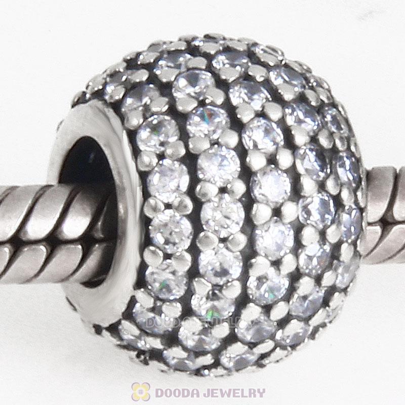 925 Sterling Silver Clear Pave Lights with Clear CZ Bead