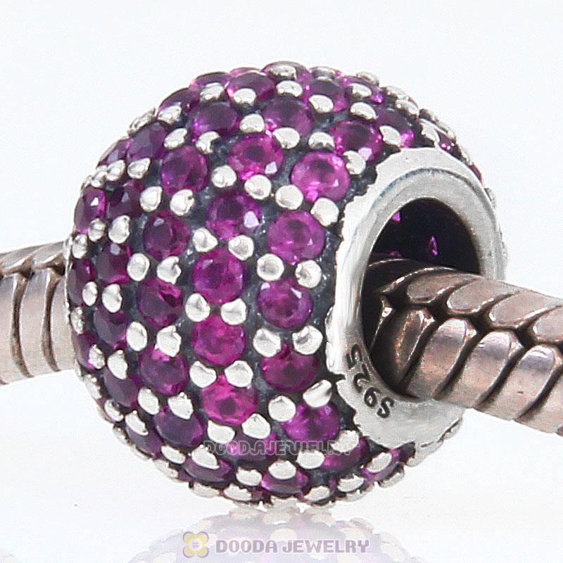 925 Sterling Silver Purple Pave Lights with Tanzanite CZ Bead