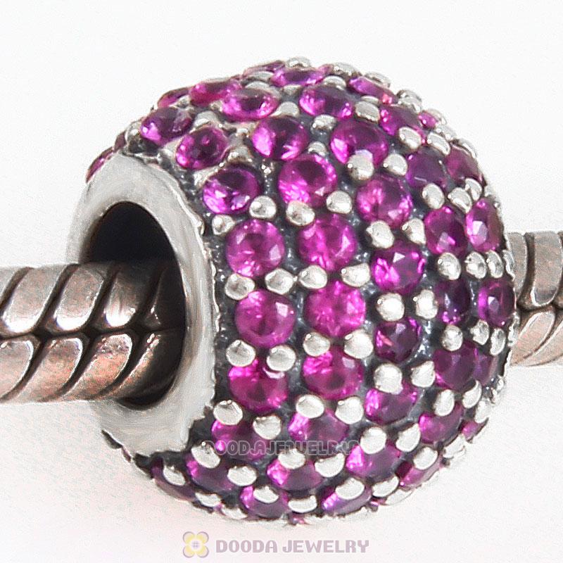 925 Sterling Silver Purple Pave Lights with Tanzanite CZ Bead