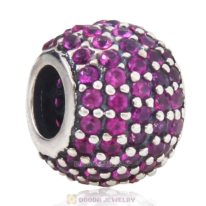 925 Sterling Silver Purple Pave Lights with Tanzanite CZ Bead