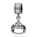 European Sterling Silver My Princess Dangle With Jet Hematite Austrian Crystal