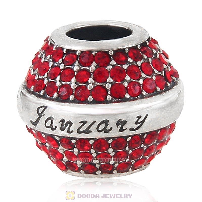 925 Sterling Silver January Birthstone Round Bead