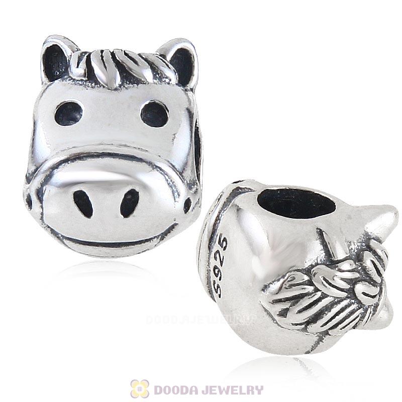 925 Sterling Silver Cute Horse Animal Charm Bead