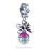 925 Sterling Silver Merry Christmas Bell Enamel Charm with Aquamarine Crystal