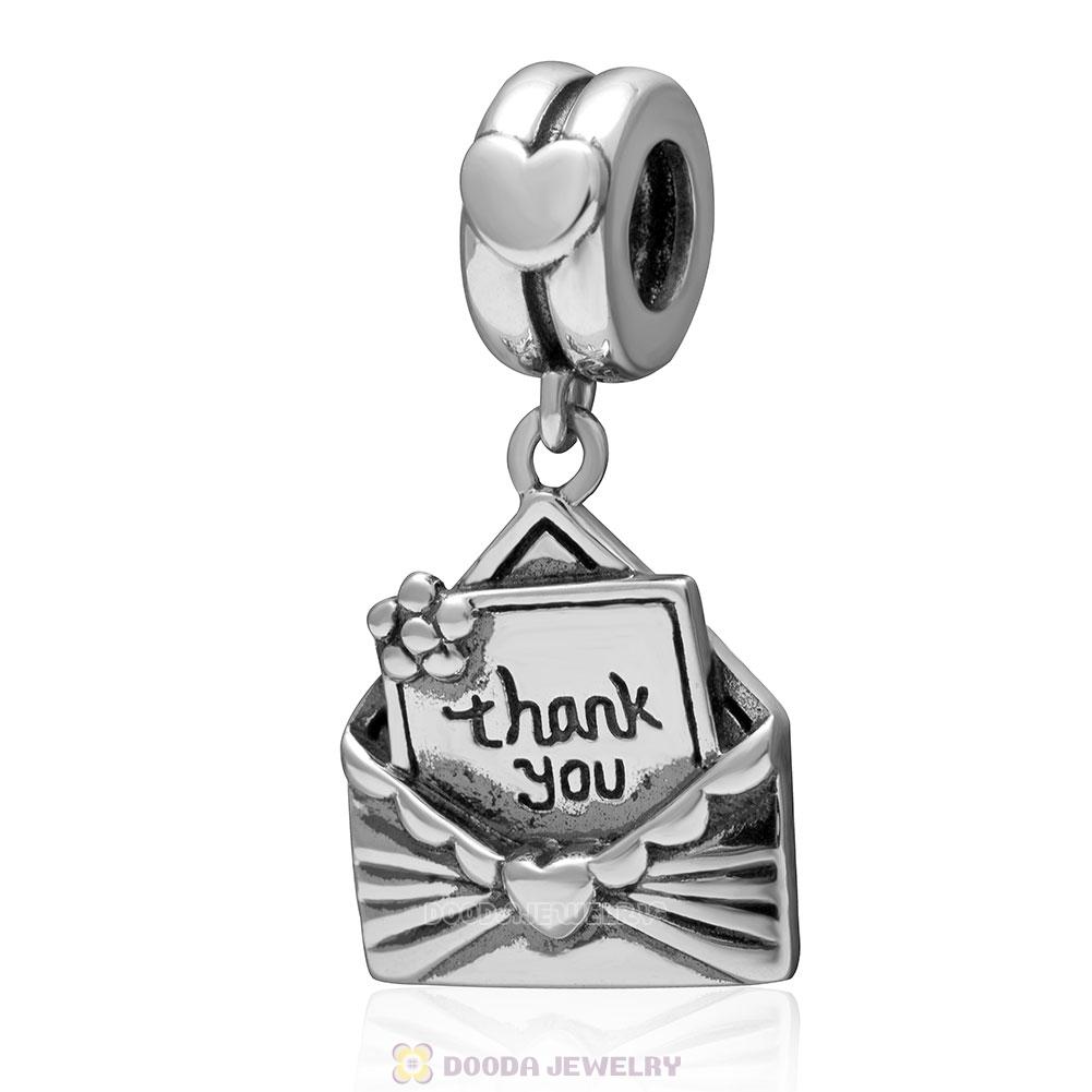 925 Sterling Silver Thank You Envelope Dangle Charm