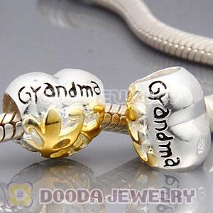 Gold Plated and European Style 925 Silver Grandma Beads
