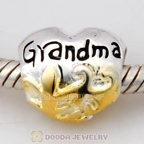 Gold Plated and European Style 925 Silver Grandma Beads