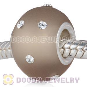 Kerastyle Silver Frosted Glass Bead with Austrian crystal Accents suit European Largehole Jewelry Bracelet