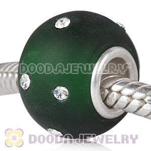 Kerastyle Silver Frosted Glass Green Bead with Austrian crystal Accents suit European Largehole Jewelry Bracelet