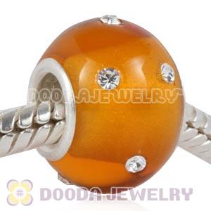 Kerastyle Silver Polished Glass Topaz Bead with Austrian crystal Accents suit European Bracelet