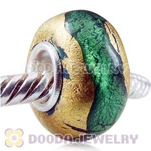 24K Gold Foil Charm Jewelry Glass Beads with 925 sterling silver single core