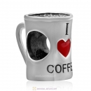 925 Sterling Silver I Love Savoury Coffee Cup Charm with Red Heart Bead