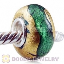 24K Gold Foil European Style Glass Beads with 925 sterling silver single core