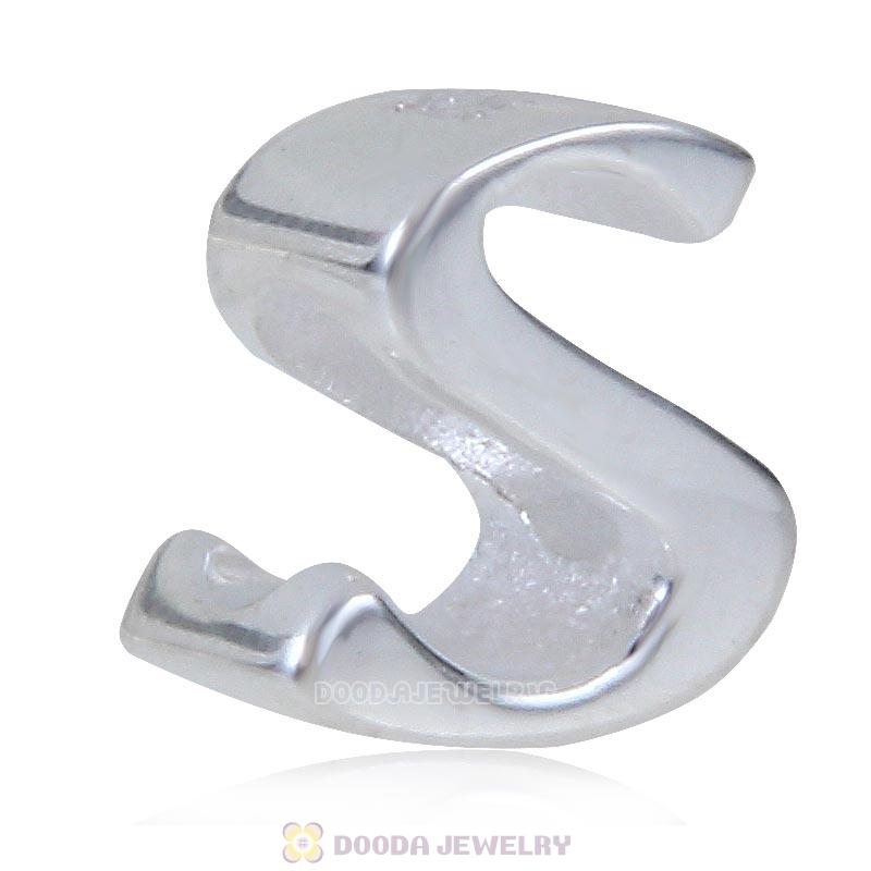 DIY 925 Sterling Silver Alphabet Letter S Charm Beads