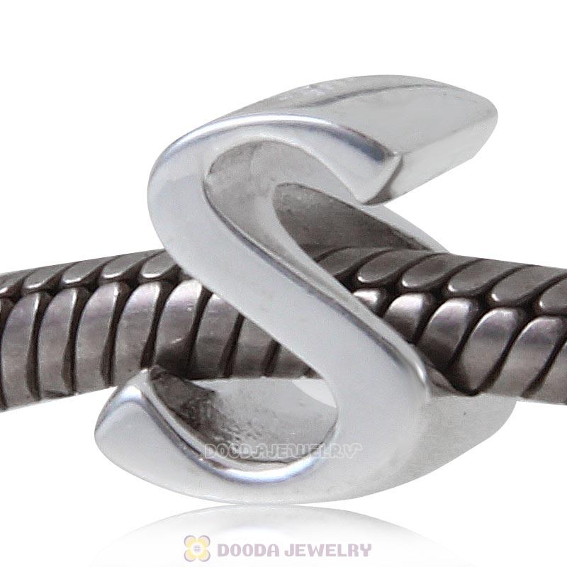 DIY 925 Sterling Silver Alphabet Letter S Charm Beads