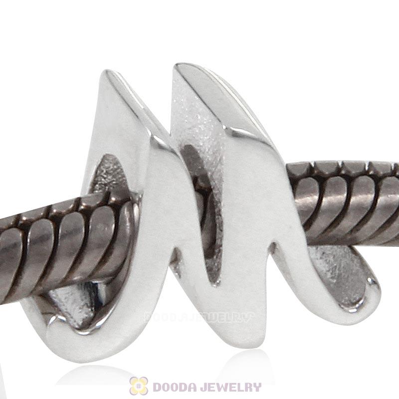 DIY 925 Sterling Silver Alphabet Letter M Charm Beads