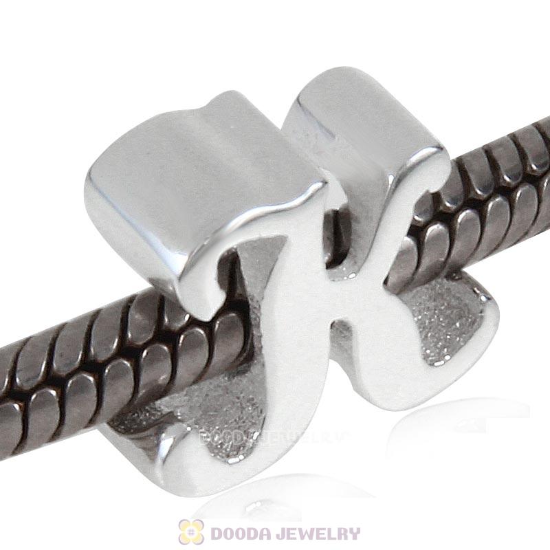 DIY 925 Sterling Silver Alphabet Letter K Charm Beads