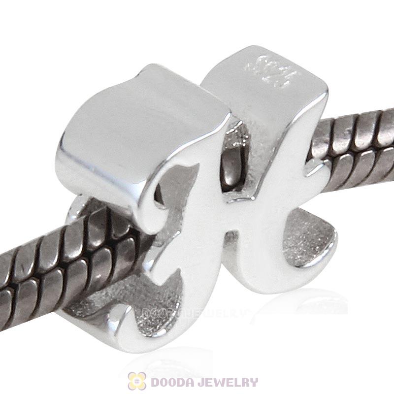 DIY 925 Sterling Silver Alphabet Letter H Charm Beads