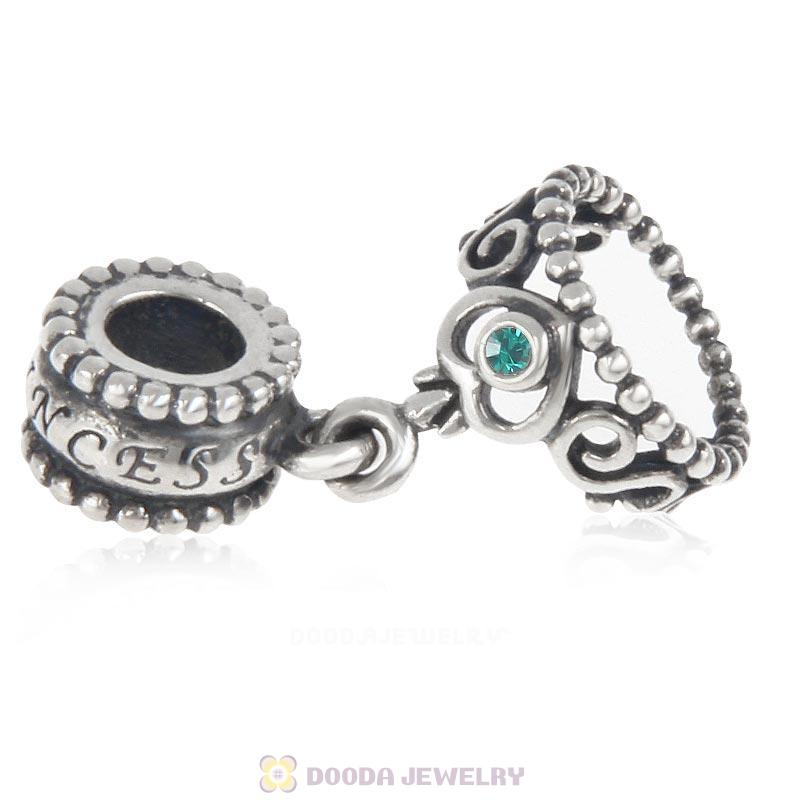 European Sterling Silver My Princess Dangle With Emerald Austrian Crystal