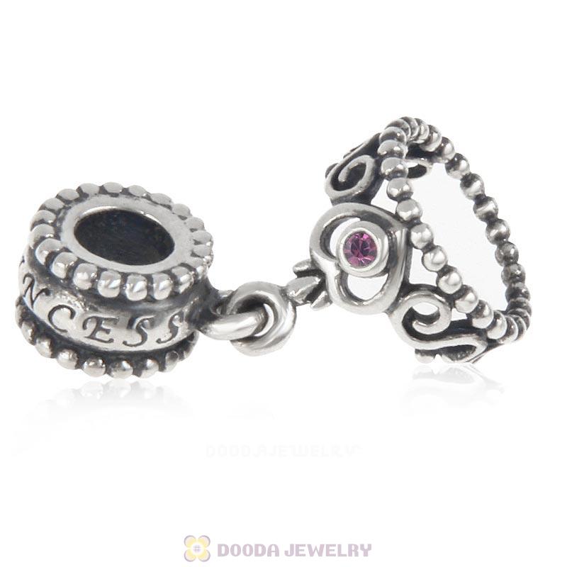 European Sterling Silver My Princess Dangle With Amethyst Austrian Crystal