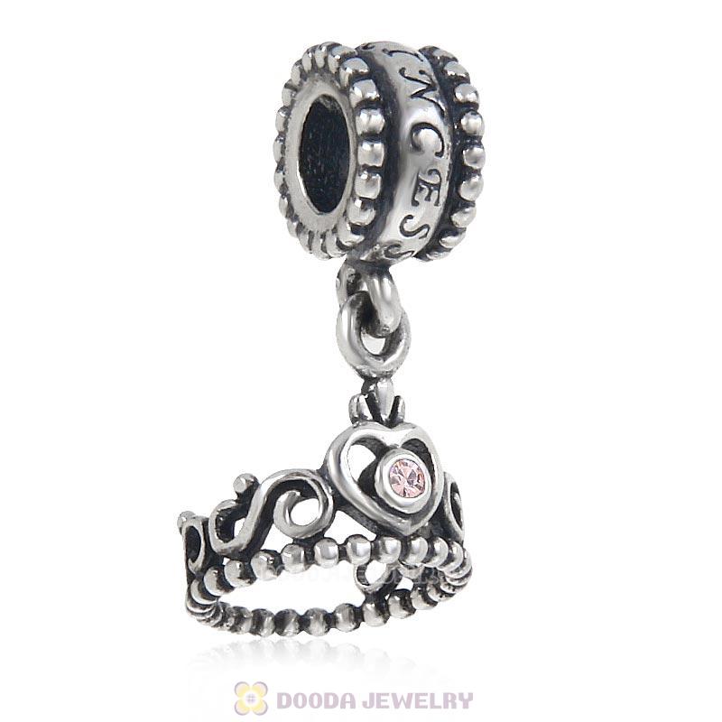 European Sterling Silver My Princess Dangle With Light Amethyst Austrian Crystal