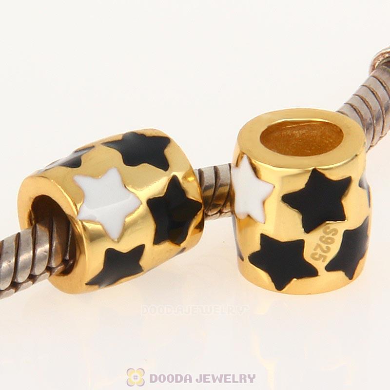 Gold Plated 925 Sterling Silver Enamel Star Charm Bead