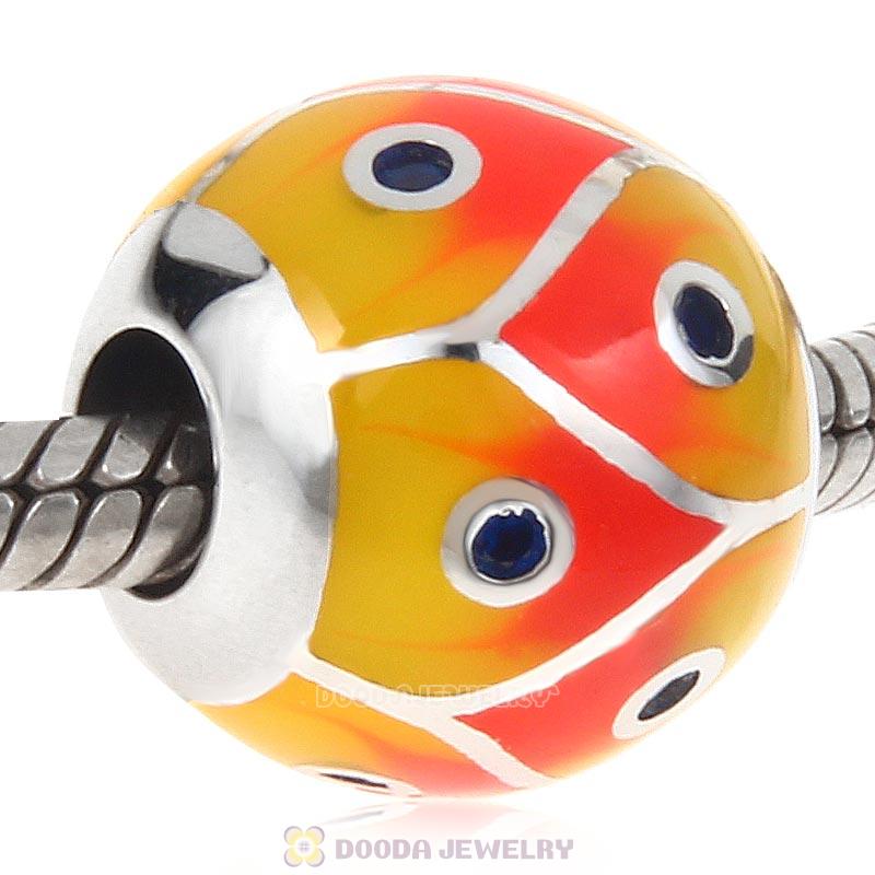European Style Round Ball Bead 925 Sterling Silver with Enamel