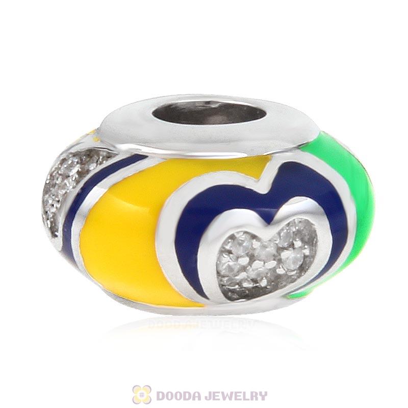 European Style Love Bead 925 Sterling Silver with Enamel