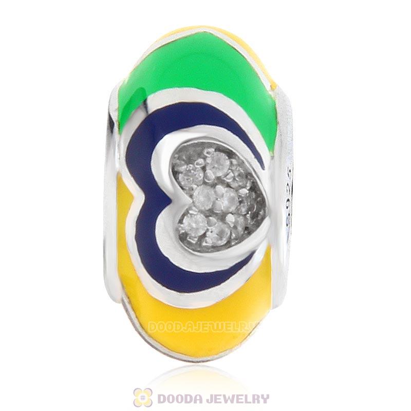 European Style Love Bead 925 Sterling Silver with Enamel
