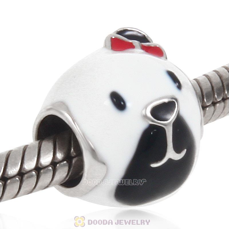 Puppy Dog Charm 925 Sterling Silver Bead with Enamel