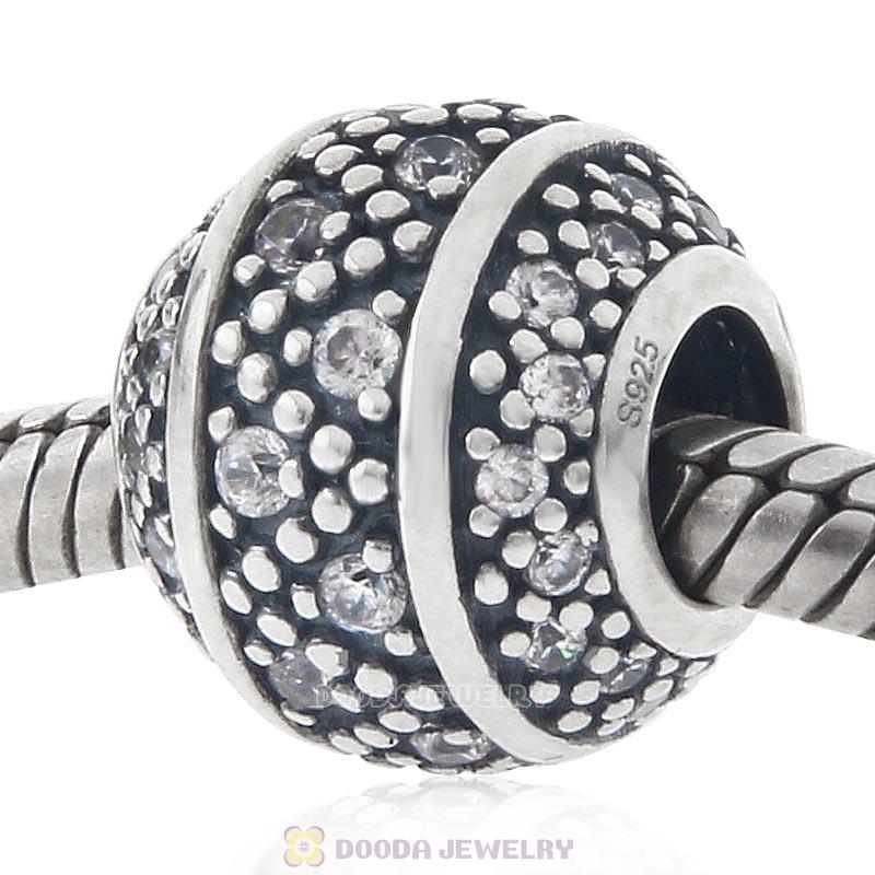 925 Sterling Silver Bead with Clear Cubic Zirconia