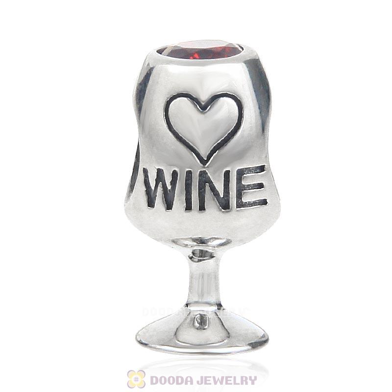 925 Sterling Silver Wine Glass Love Charm