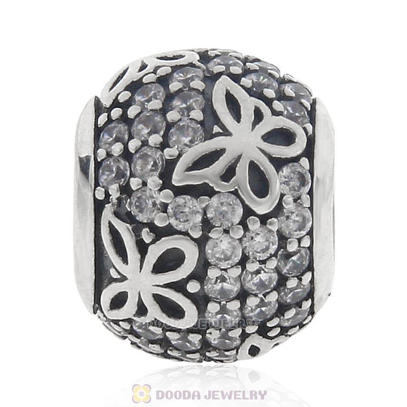 Sparkling Flutter Butterfly Charm 925 Sterling Silver Bead