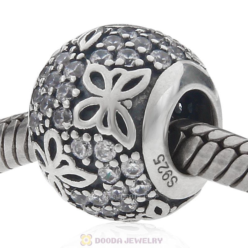 Sparkling Flutter Butterfly Charm 925 Sterling Silver Bead