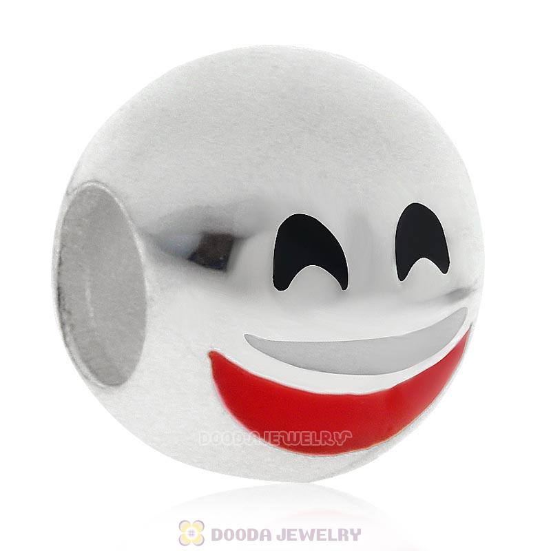 925 Sterling Silver QQ Emoji Face Laugh Beads