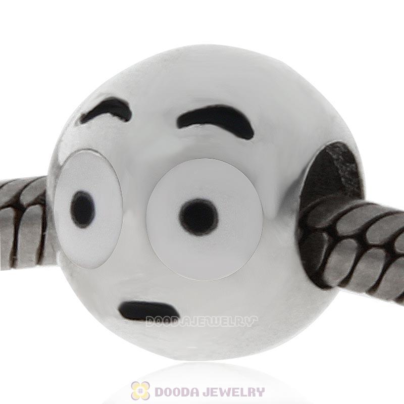 925 Sterling Silver QQ Emoji Moony Face Beads
