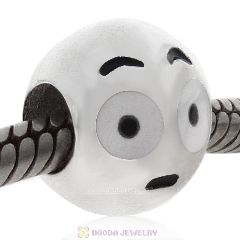 925 Sterling Silver QQ Emoji Moony Face Beads