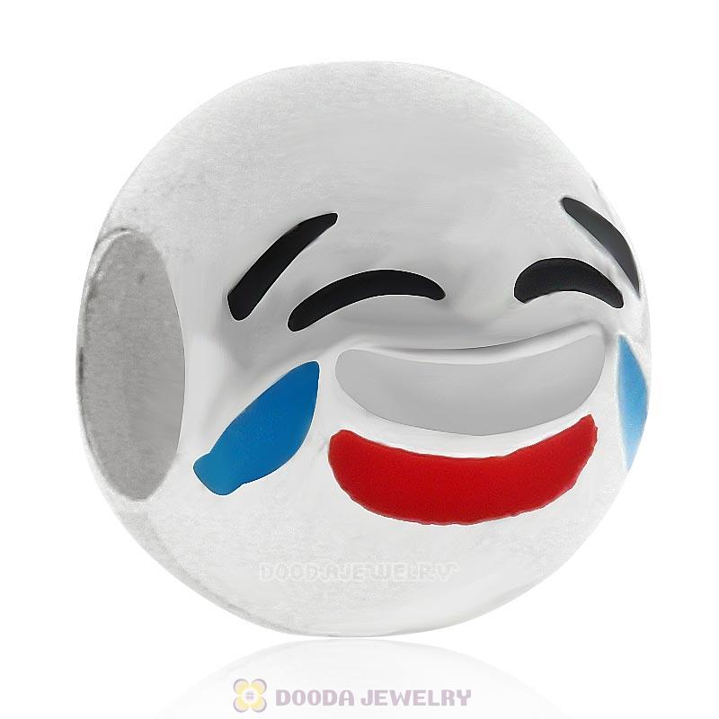 925 Sterling Silver QQ Emoji Cry Smile Face Beads
