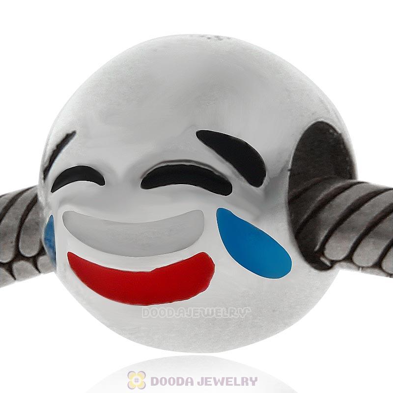 925 Sterling Silver QQ Emoji Cry Smile Face Beads