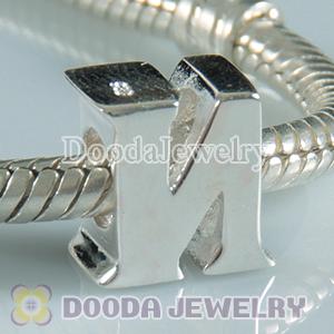 Letter N Charms European Style Sterling Silver Beads