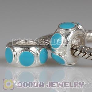 925 Sterling Silver Enamel Blue StorycharmWheels Style Charm Beads