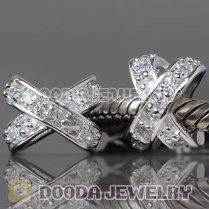 925 Sterling Silver European Style X Tight Together Charm Beads