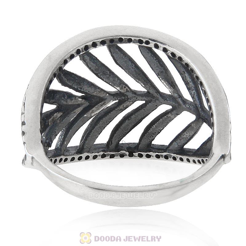 925 Sterling Silver Leave Ring with Clear CZ