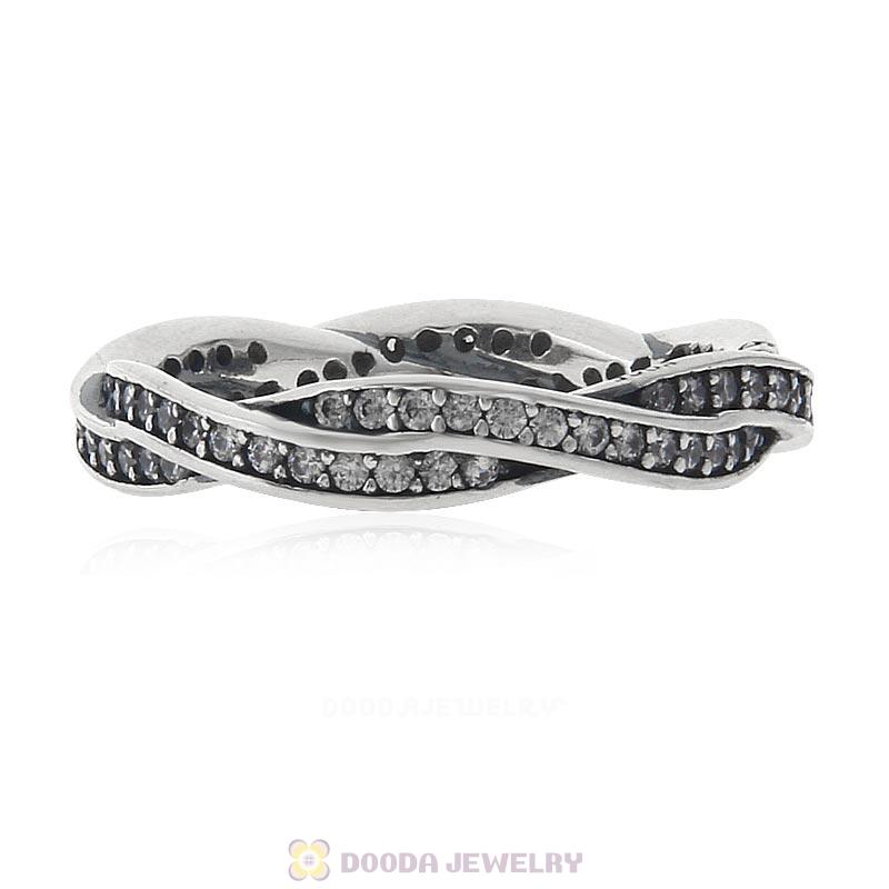 925 Sterling Silver Twist of Fate Ring with Clear CZ