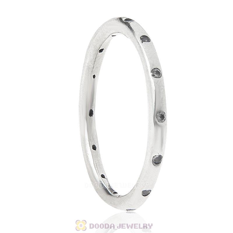 925 Sterling Silver Droplets Ring with Clear CZ