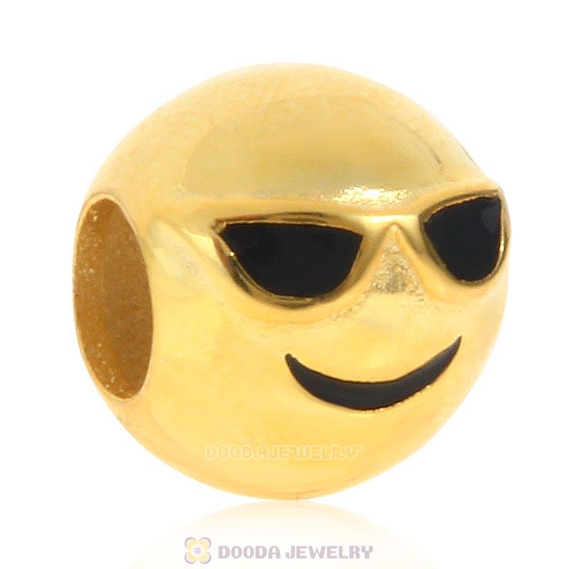 Gold Plated 925 Sterling Silver Emoji Proud Face Beads