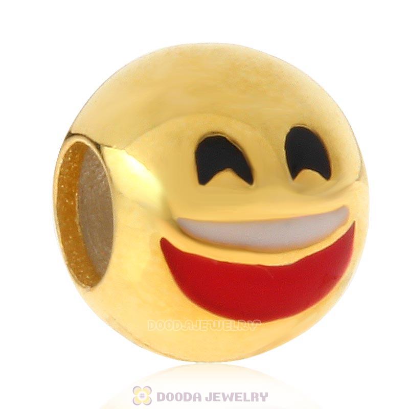 Gold Plated 925 Sterling Silver Emoji Laugh Face Beads